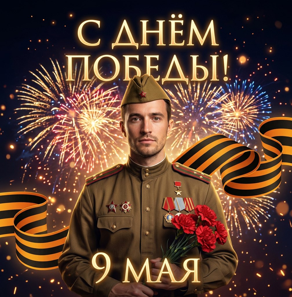 Мерцающие открытки с Днем Победы — создание с помощью нейросети — пример результата