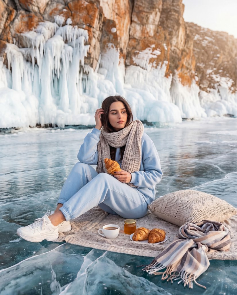 Нейросетевая фотосессия на Байкале в уникальном стиле — пример результата