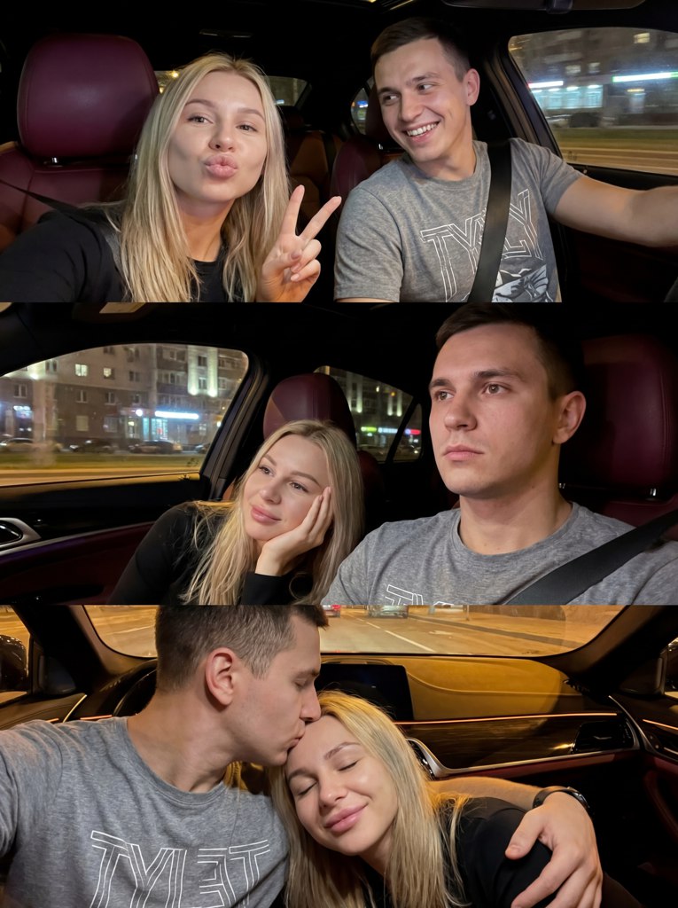 Ночная фотосессия пары в авто — пример результата